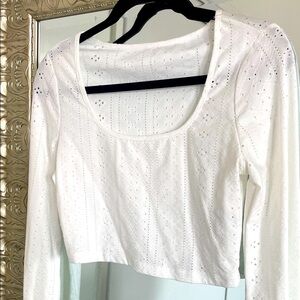 SHEIN White Long bell Sleeve crop top